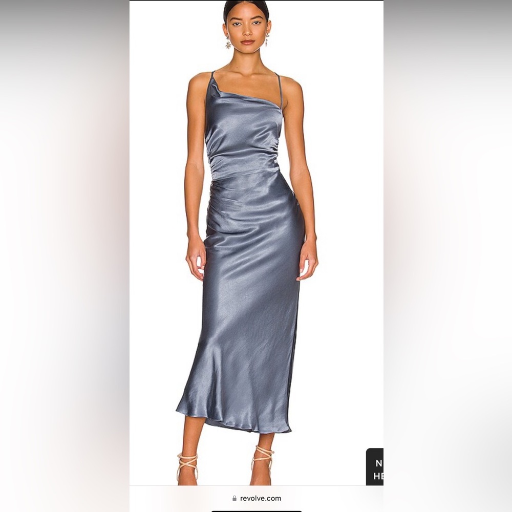 La Lune Asymmetrical Bias Cowl Midi Dress Shona Joy